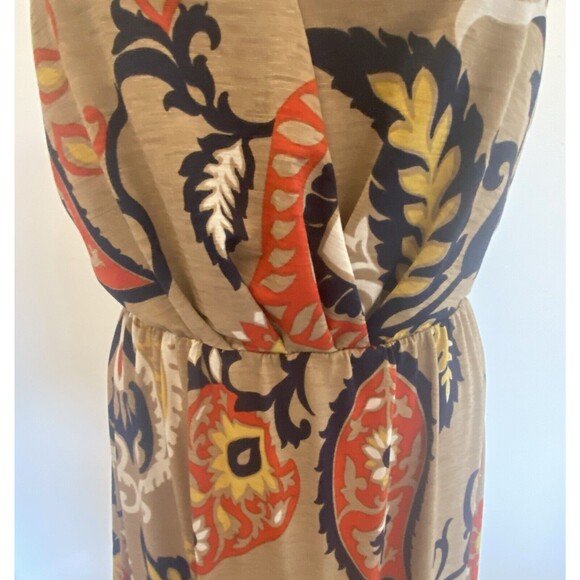 Boho Chic Brown V-Neck Spaghetti Straps Stretch Vacation Maxi Long Dress Small - Picture 5 of 12